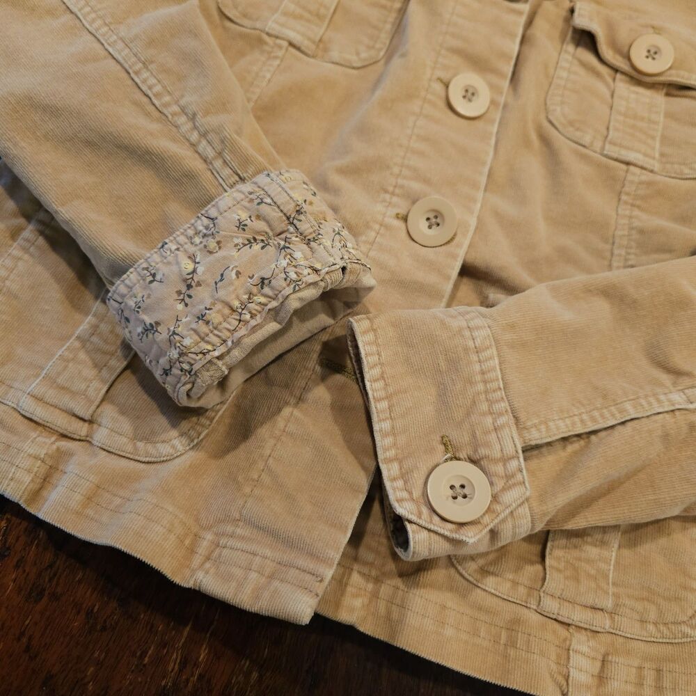 y2k twee corduroy jacket XL tan utility pockets oversized buttons cargo 2010s - Picture 9 of 9
